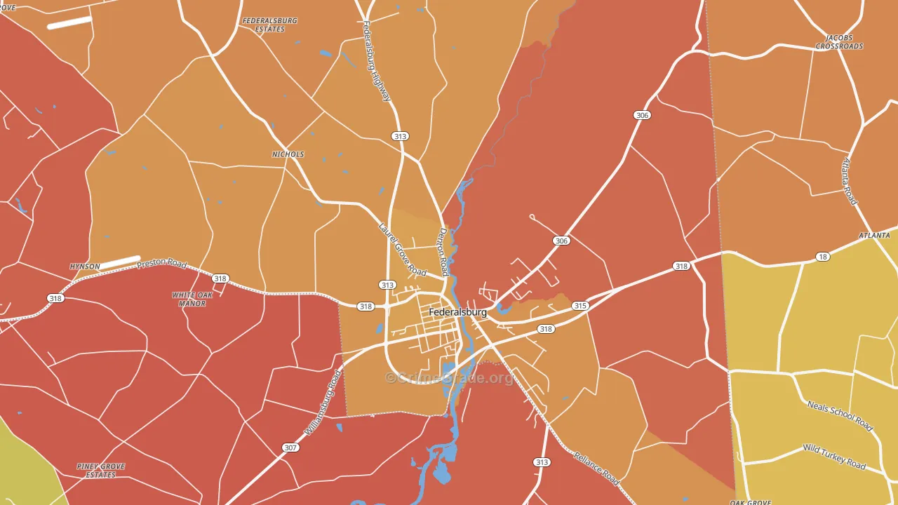 Federalsburg, MD Map of Arson Rates