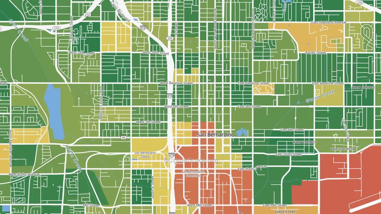 Feldheym, San Bernardino, CA Map of Arson Rates