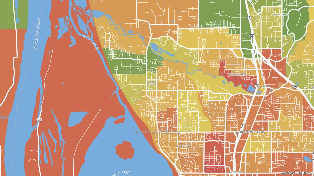 Felida-Starcrest, Vancouver, WA Map of Arson Rates