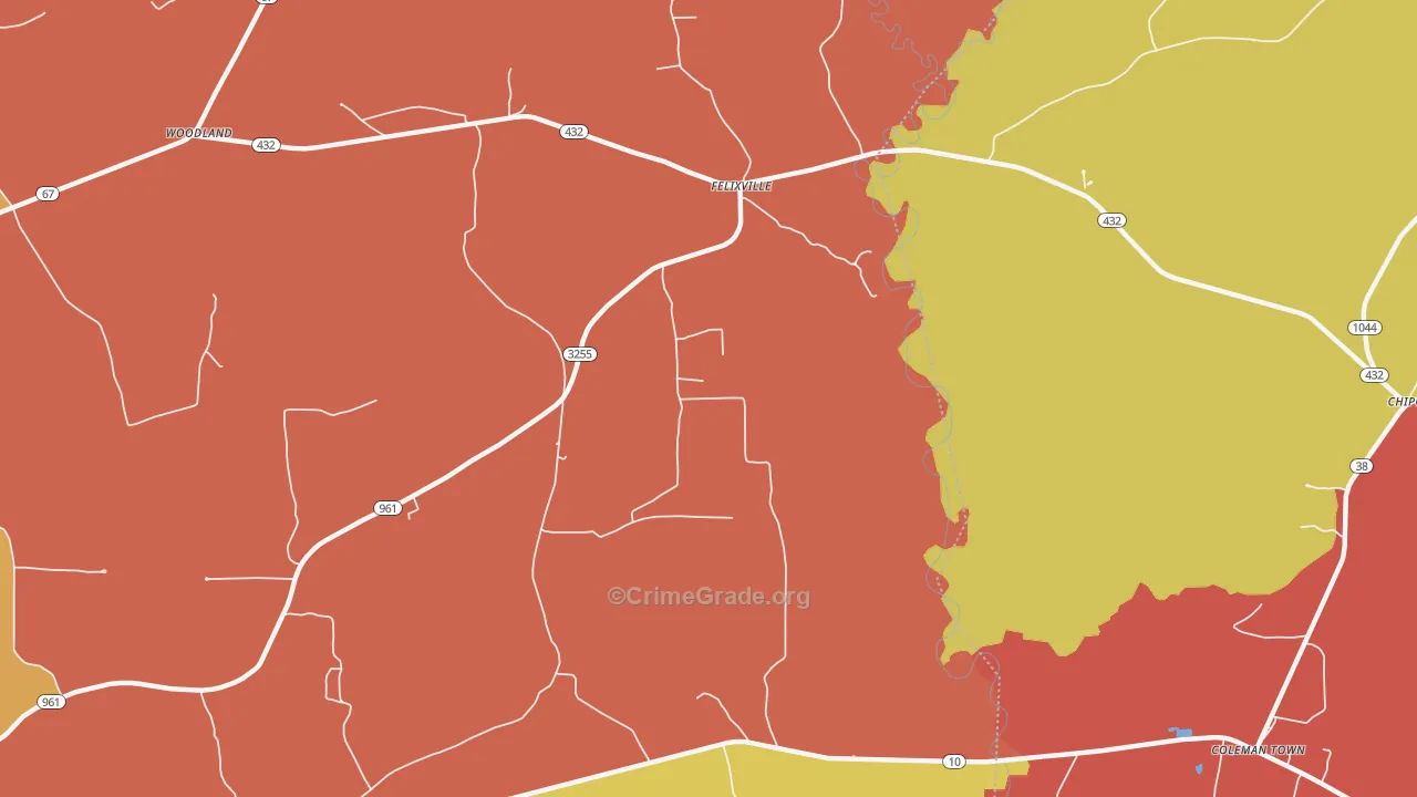 Felixville, LA Map of Arson Rates