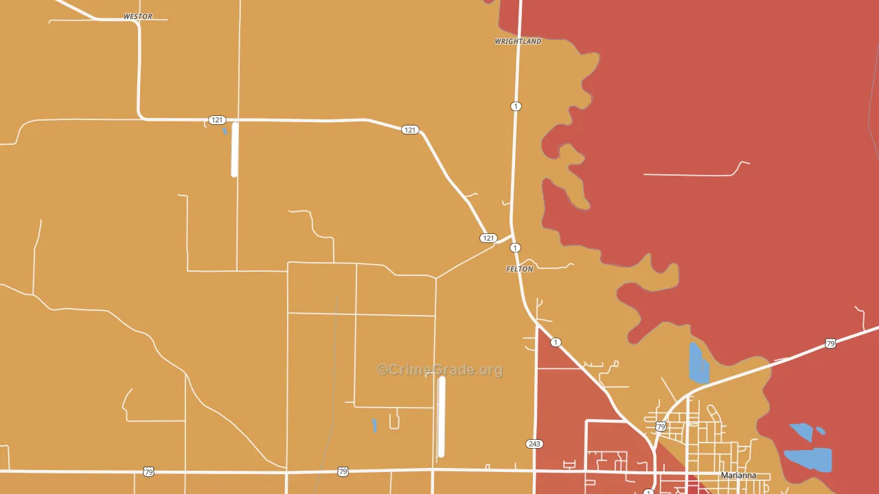 Felton, AR Map of Arson Rates