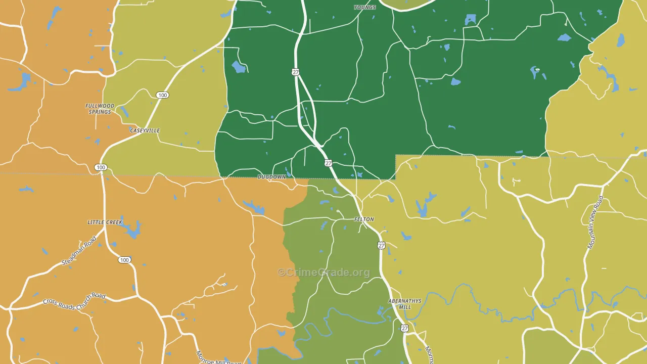 Felton, GA Map of Arson Rates