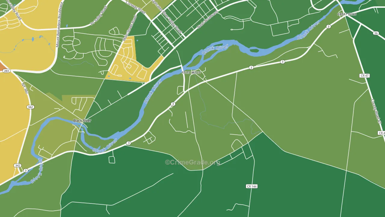 Felts Mills, NY Map of Arson Rates