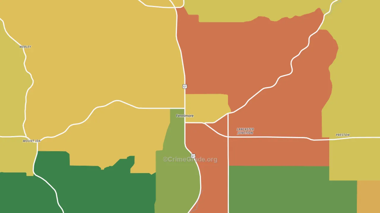 Fennimore, WI Map of Arson Rates