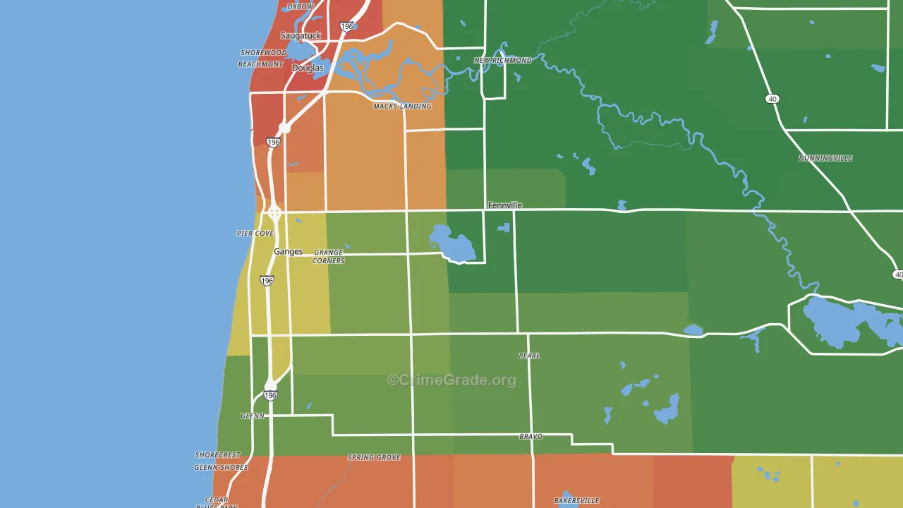 Fennville, MI Map of Arson Rates