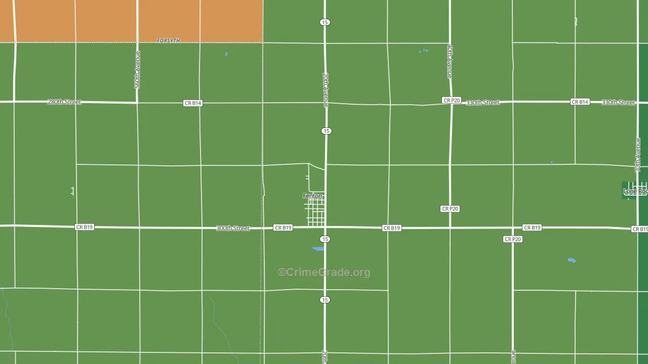 Fenton, IA Map of Arson Rates