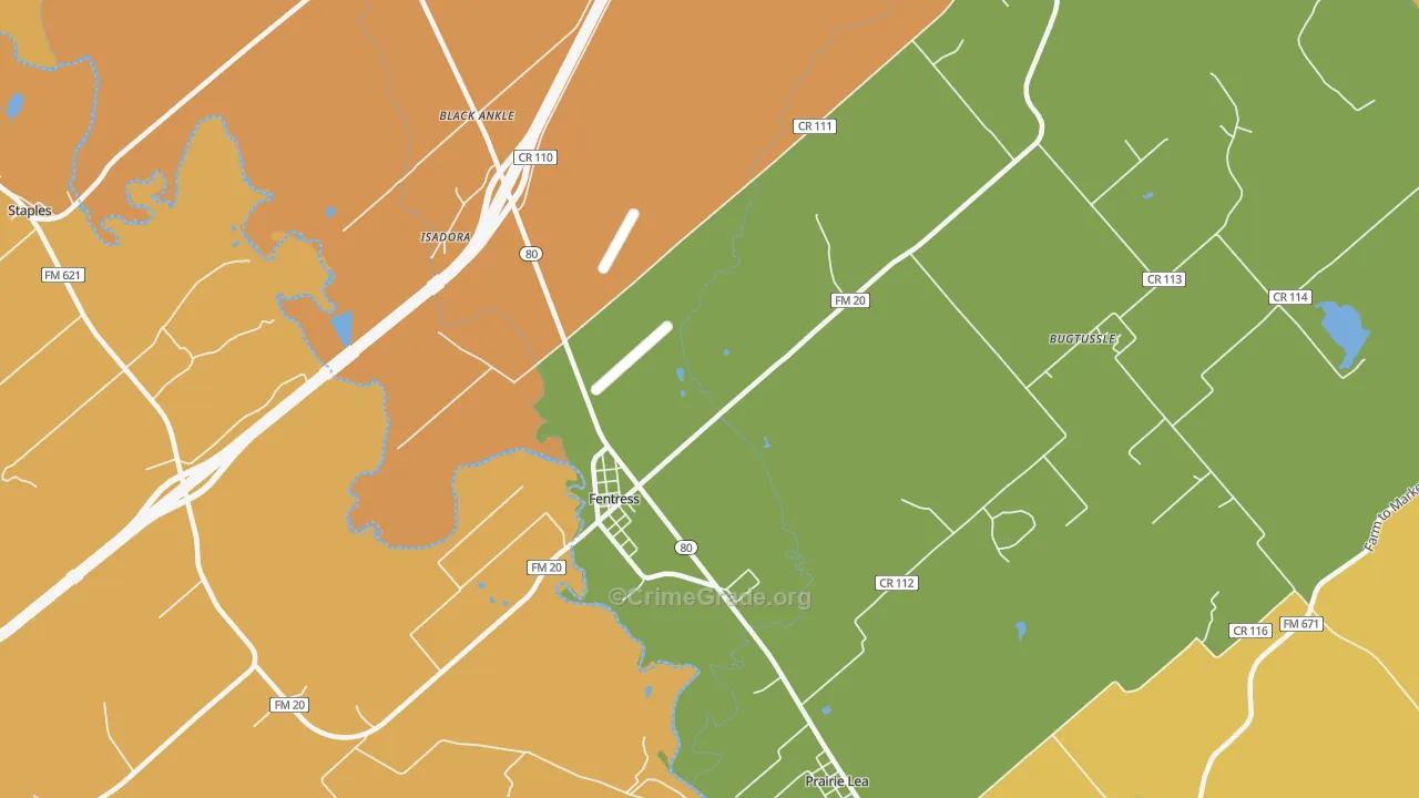 Fentress, TX Map of Arson Rates