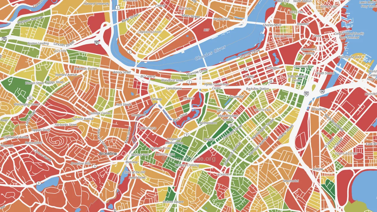 Fenway-Kenmore, Boston, MA Map of Arson Rates