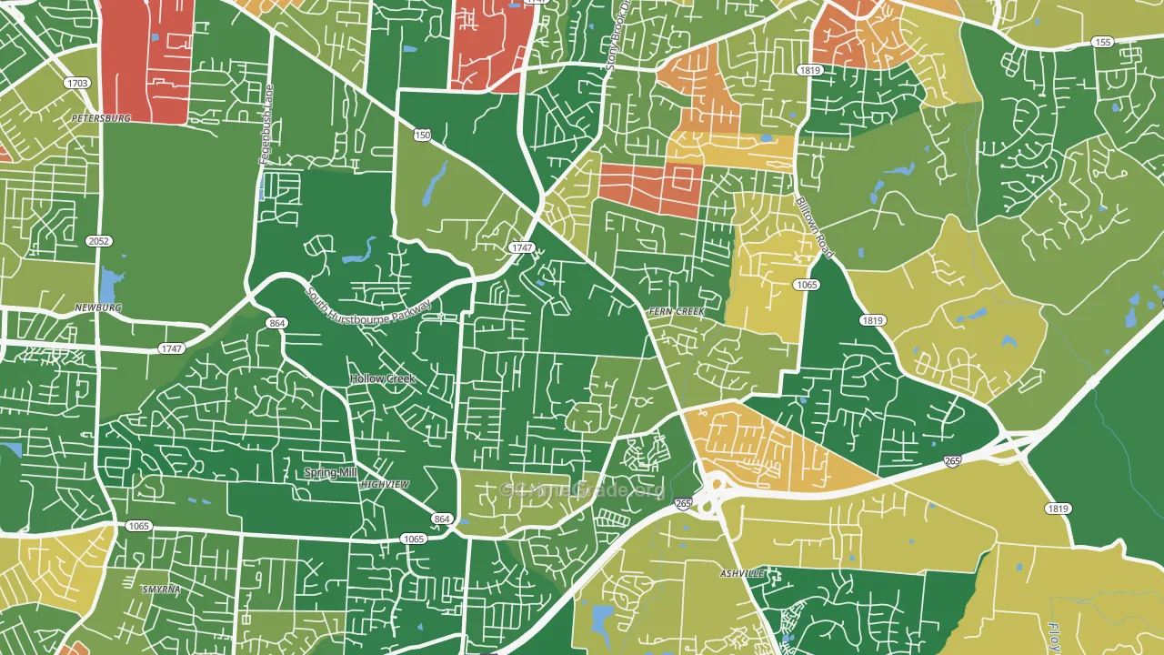 Fern Creek, Louisville, KY Map of Arson Rates