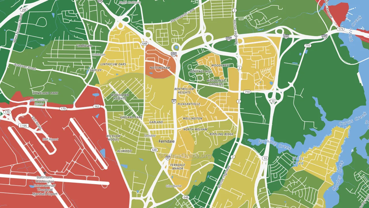 Ferndale, MD Map of Arson Rates
