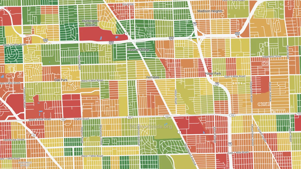 Ferndale, MI Map of Arson Rates