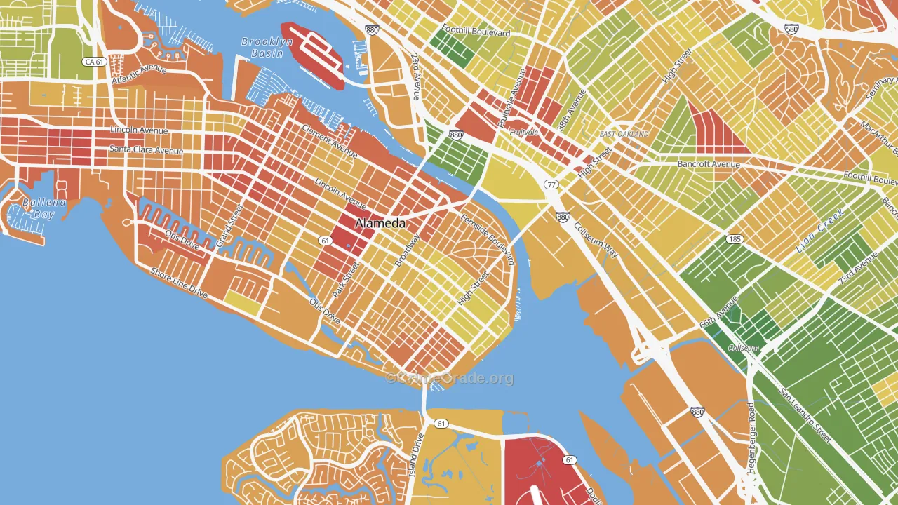Fernside, Alameda, CA Map of Arson Rates
