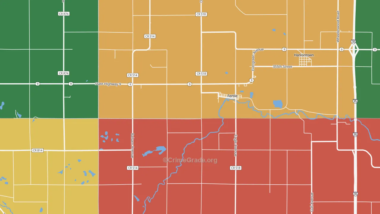 Fertile, IA Map of Arson Rates