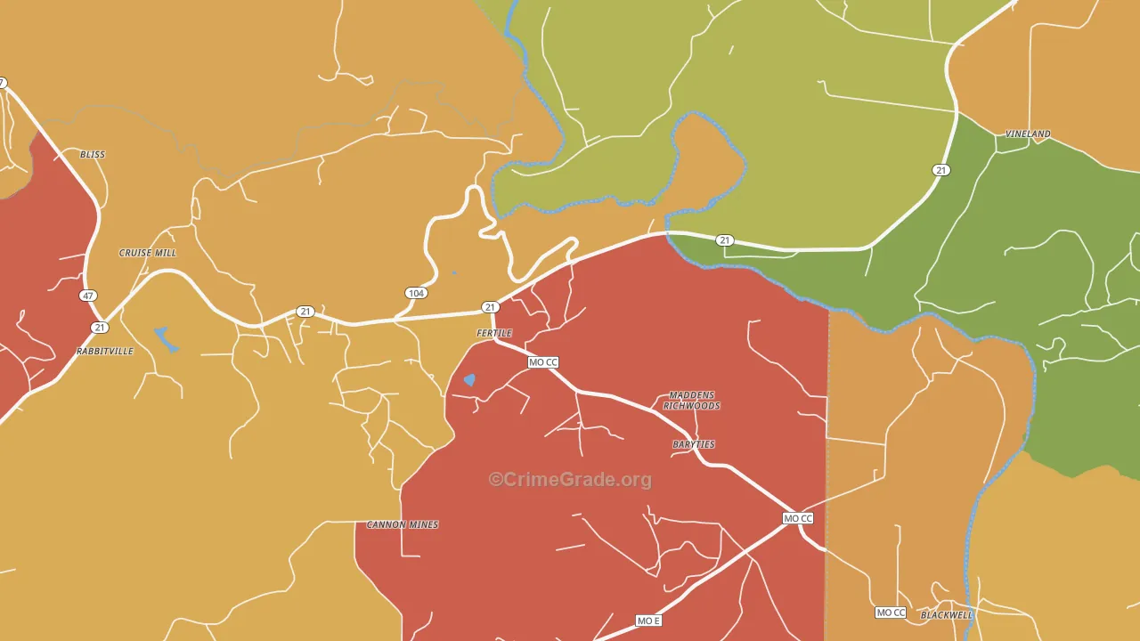 Fertile, MO Map of Arson Rates