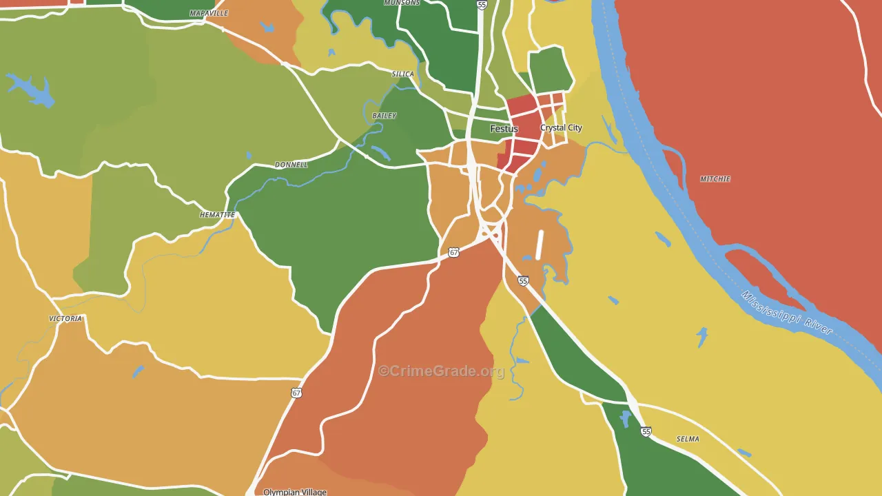 Festus, MO Map of Arson Rates