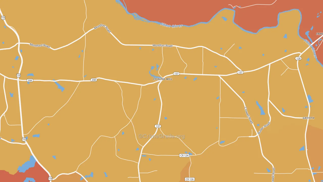 Fickling Mill, GA Map of Arson Rates