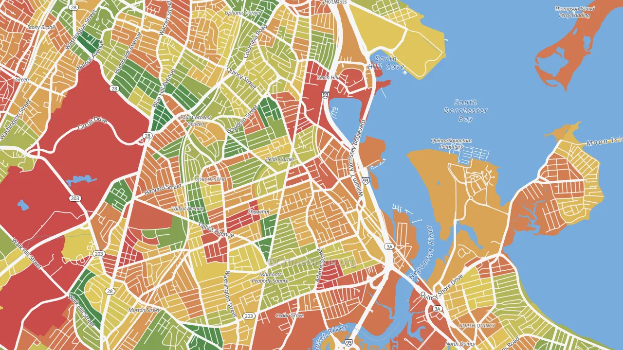 Fields Corner, Boston, MA Map of Arson Rates