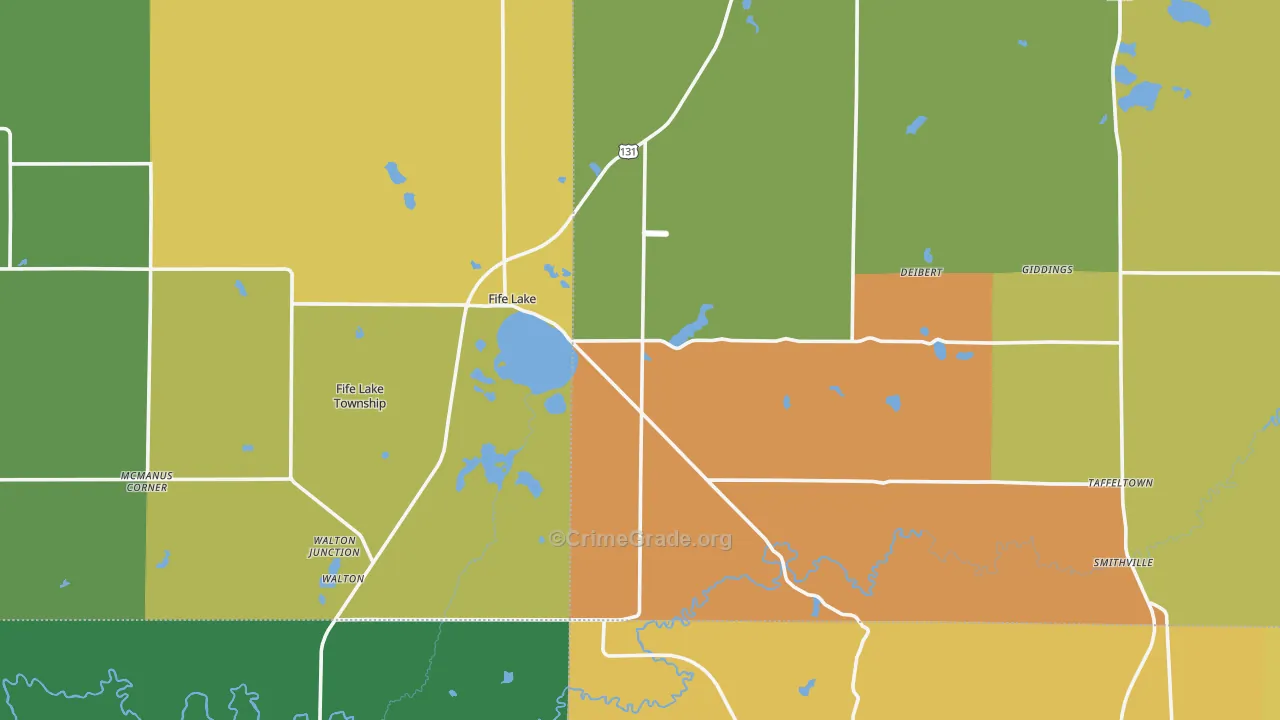 Fife Lake, MI Map of Arson Rates