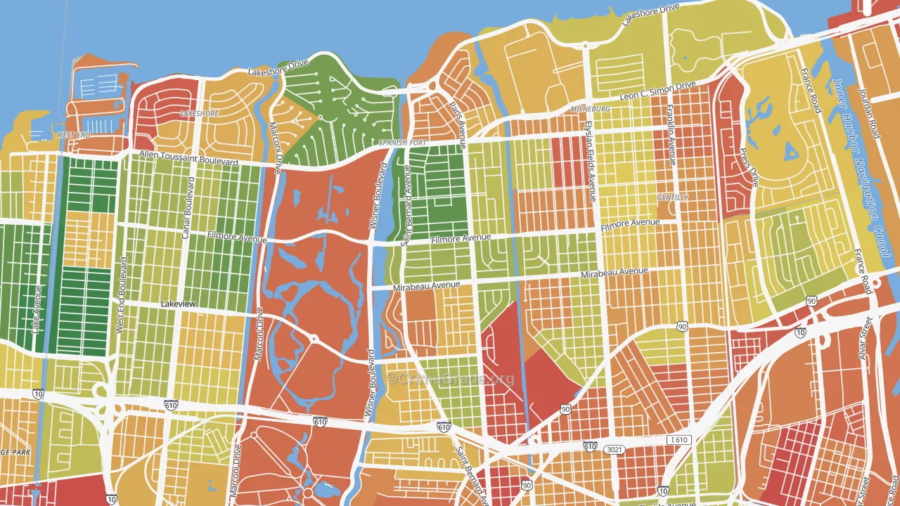 Fillmore, New Orleans, LA Map of Arson Rates