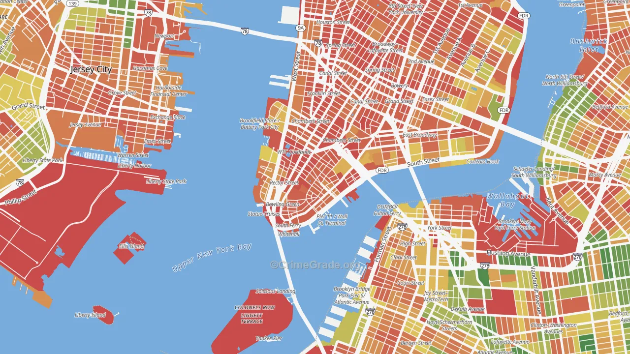 Financial District, Manhattan, NY Map of Arson Rates