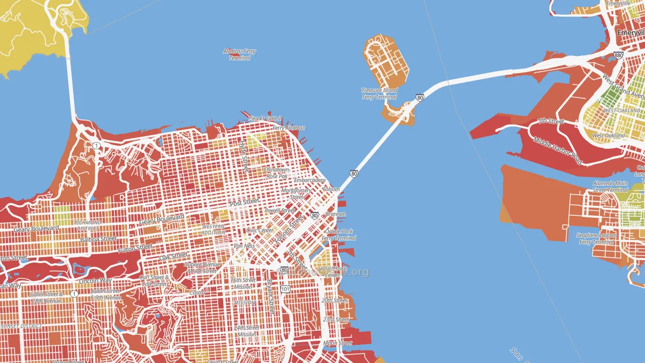 Financial District, San Francisco, CA Map of Arson Rates