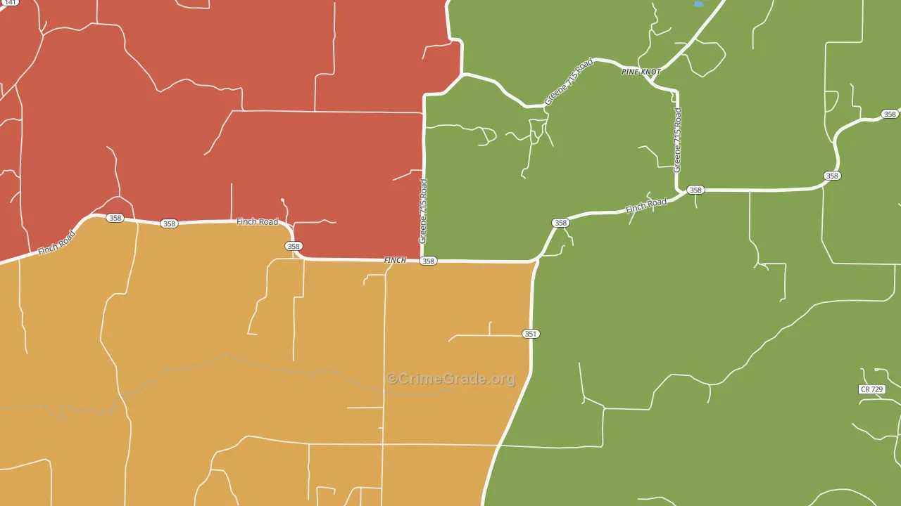 Finch, AR Map of Arson Rates