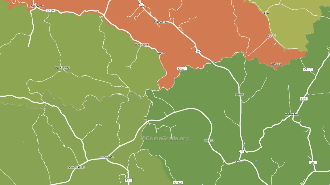 Finch, WV Map of Arson Rates