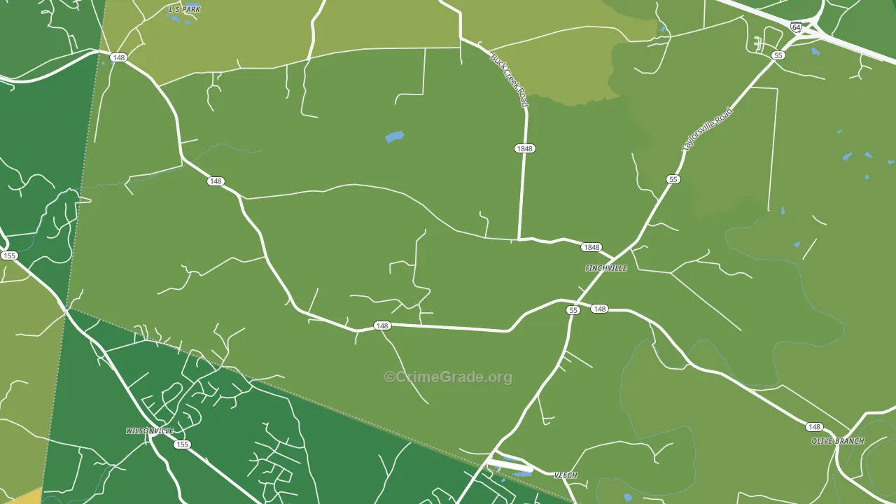 Finchville, KY Map of Arson Rates