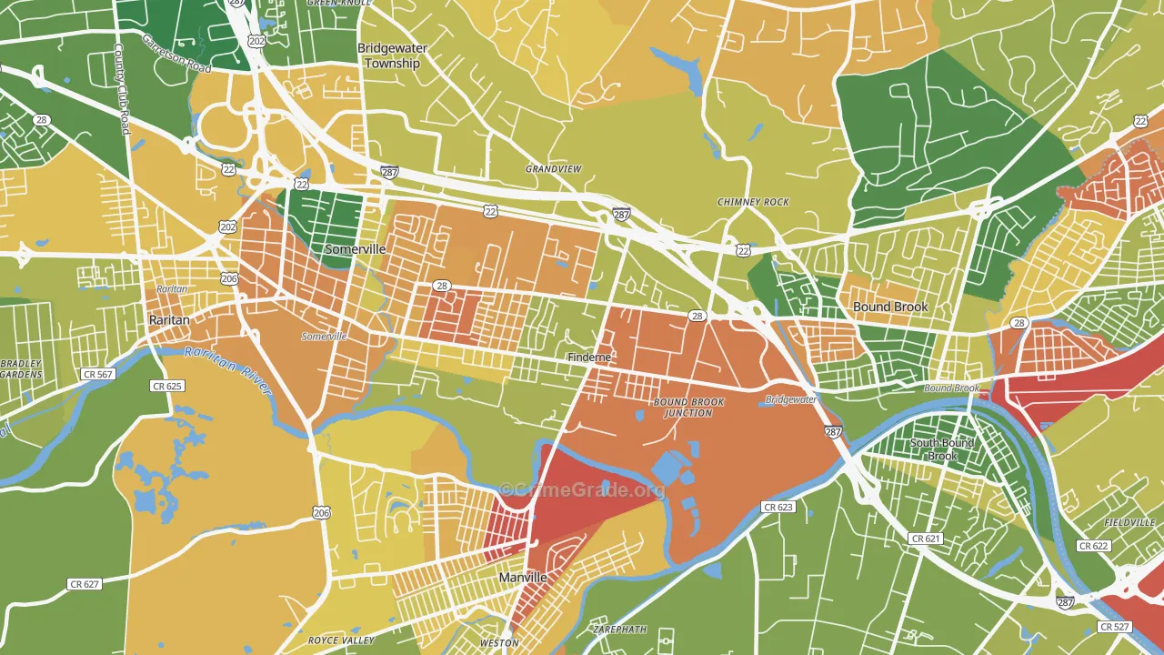 Finderne, NJ Map of Arson Rates