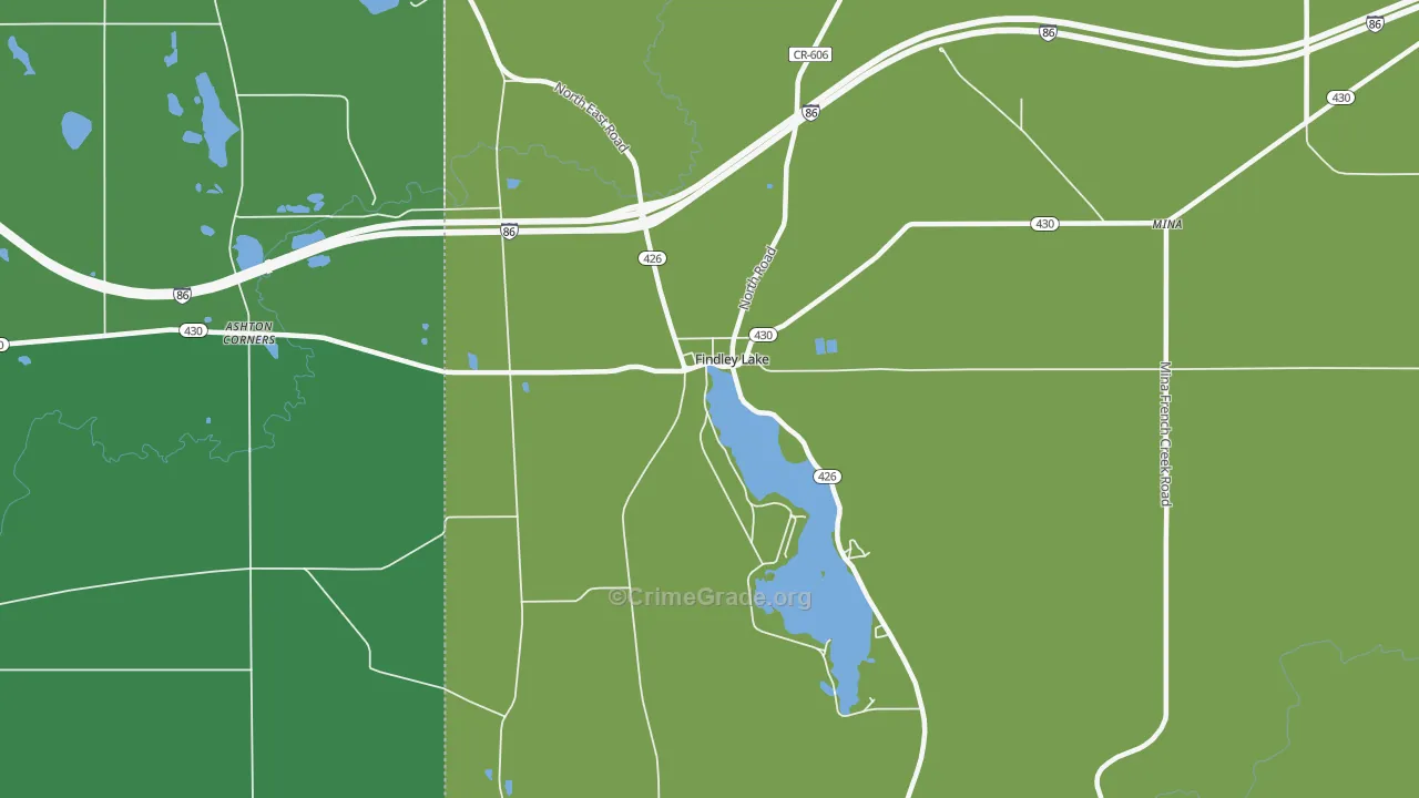 Findley Lake, NY Map of Arson Rates