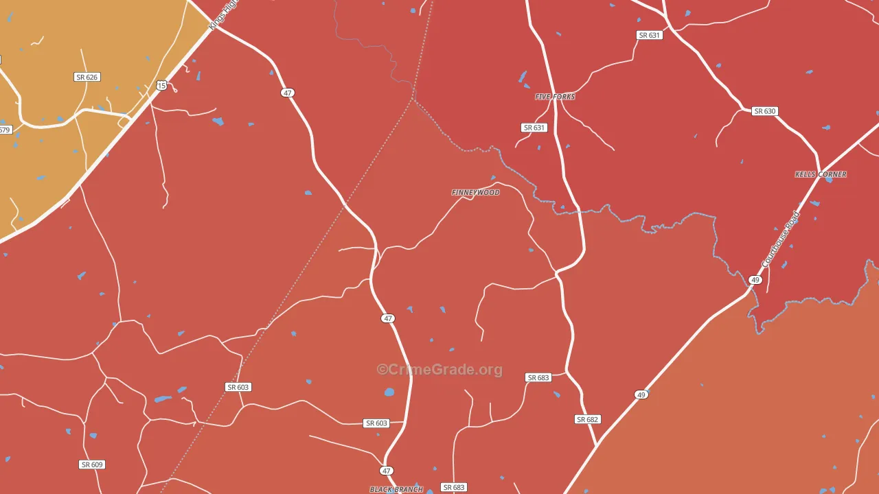 Finneywood, VA Map of Arson Rates