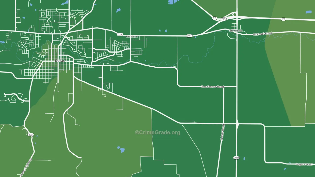 Fir Villa, OR Map of Arson Rates