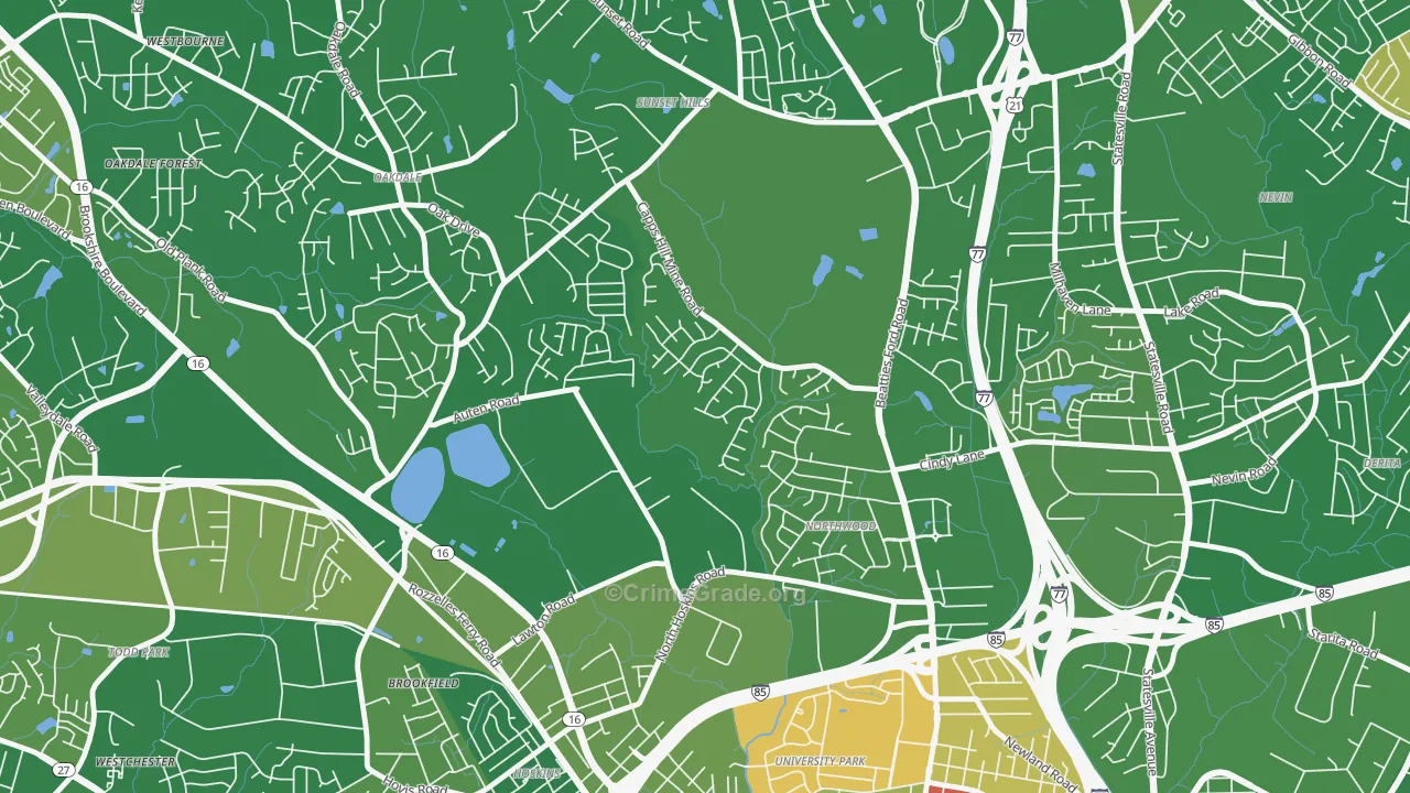 Firestone-Garden Park, Charlotte, NC Map of Arson Rates