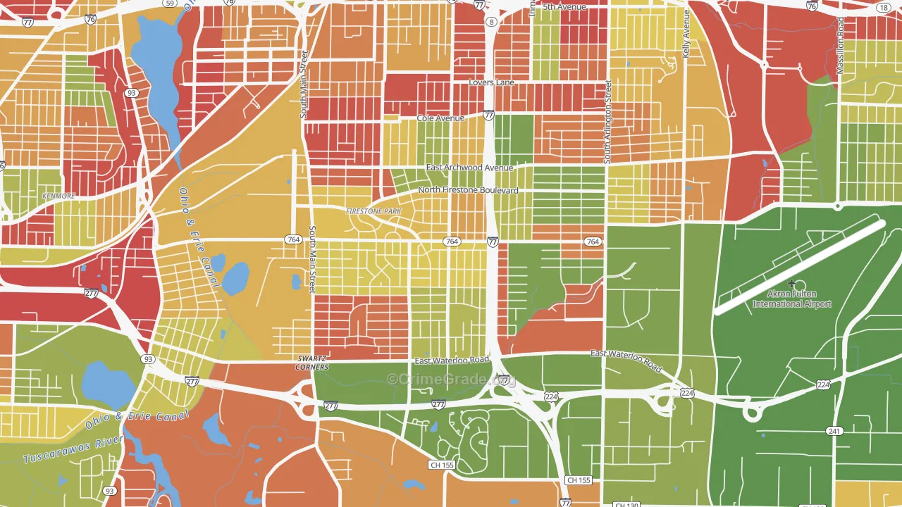 Firestone Park, Akron, OH Map of Arson Rates