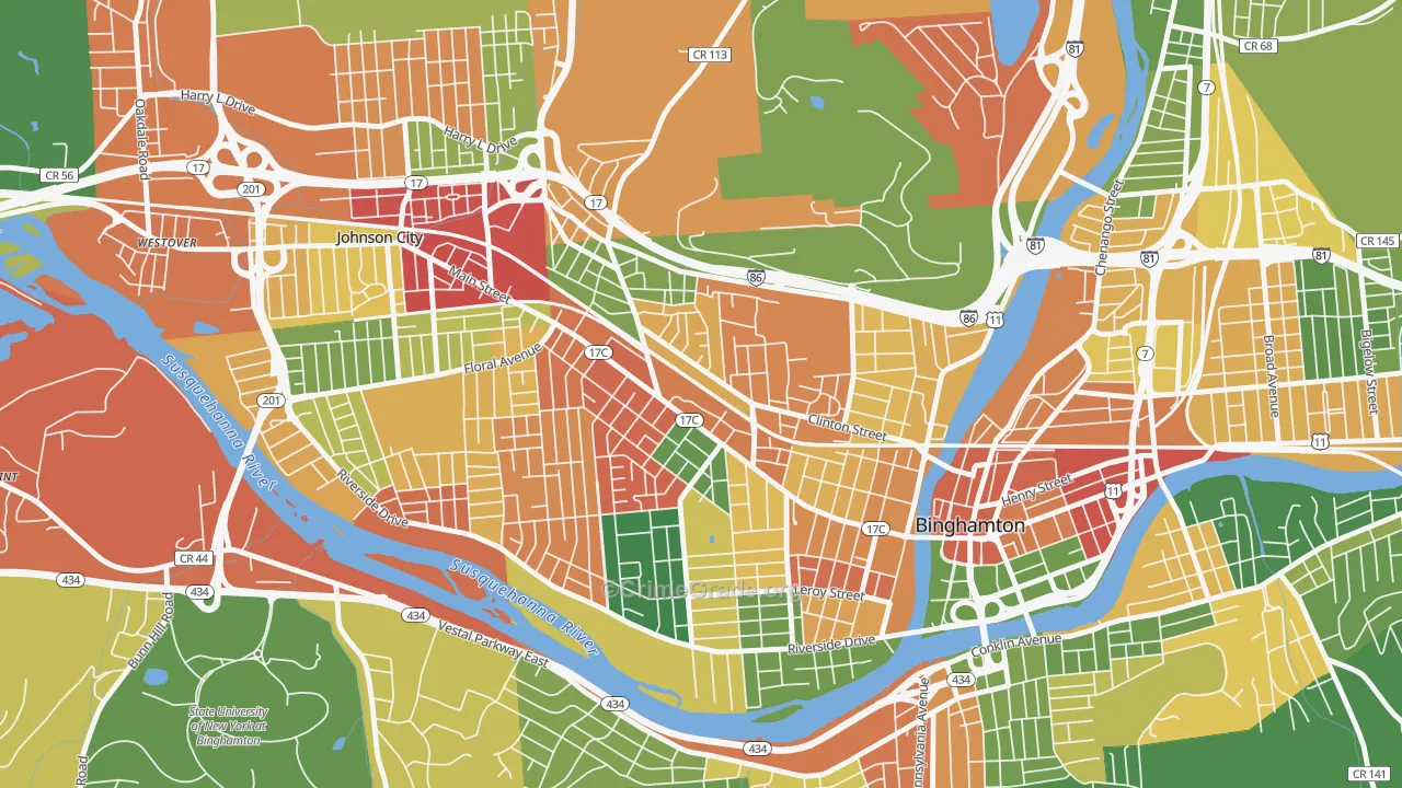 First Ward, Binghamton, NY Map of Arson Rates
