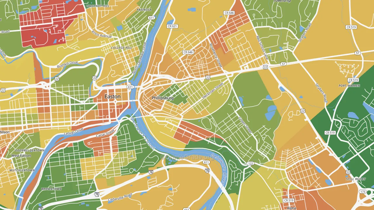 Firthtown, Phillipsburg, NJ Map of Arson Rates