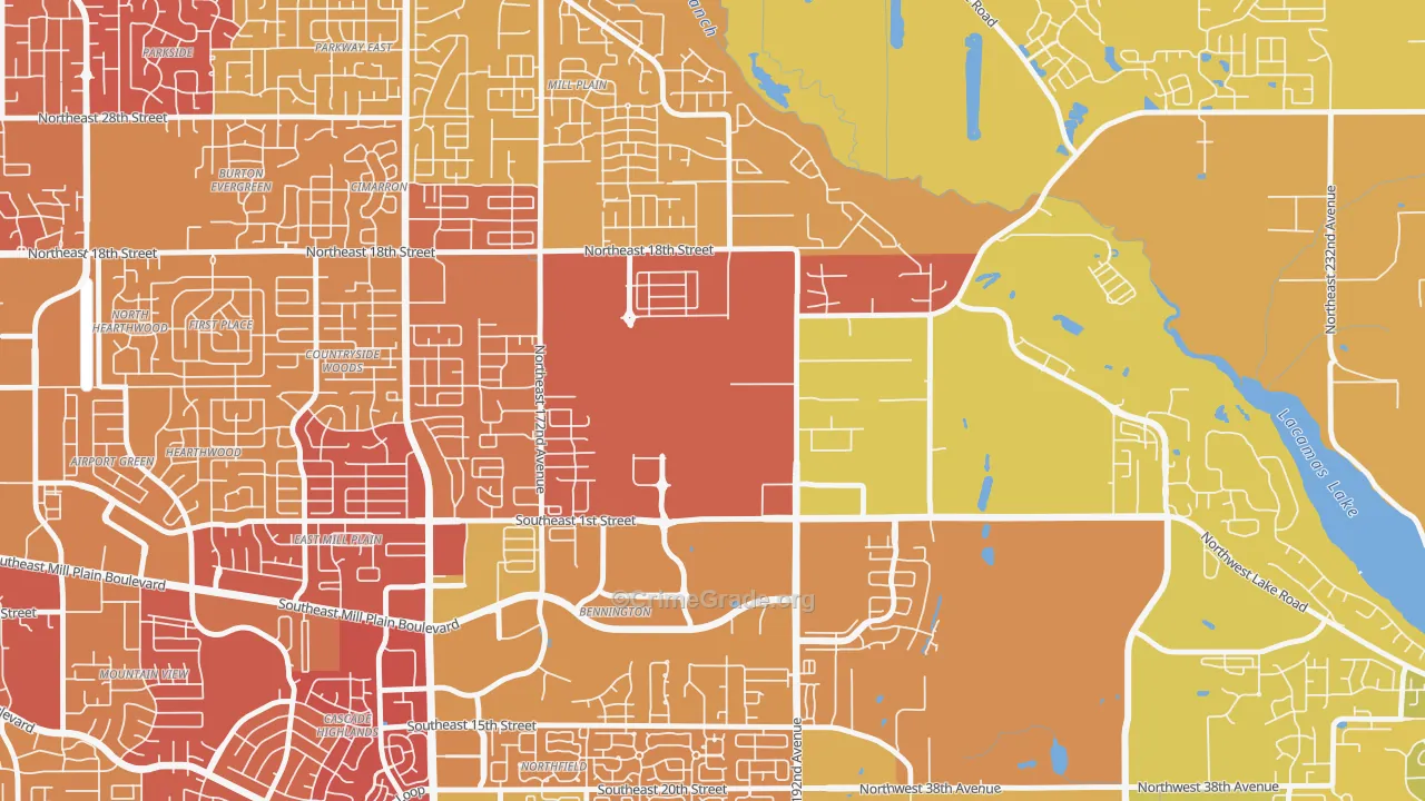 Fisher-Mill Plain-Fisher's Village, Vancouver, WA Map of Arson Rates