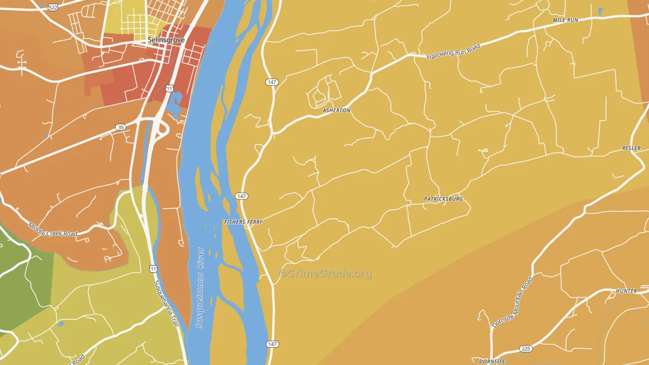 Fishers Ferry, PA Map of Arson Rates