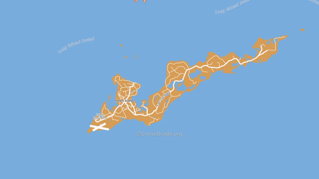 Fishers Island, NY Map of Arson Rates