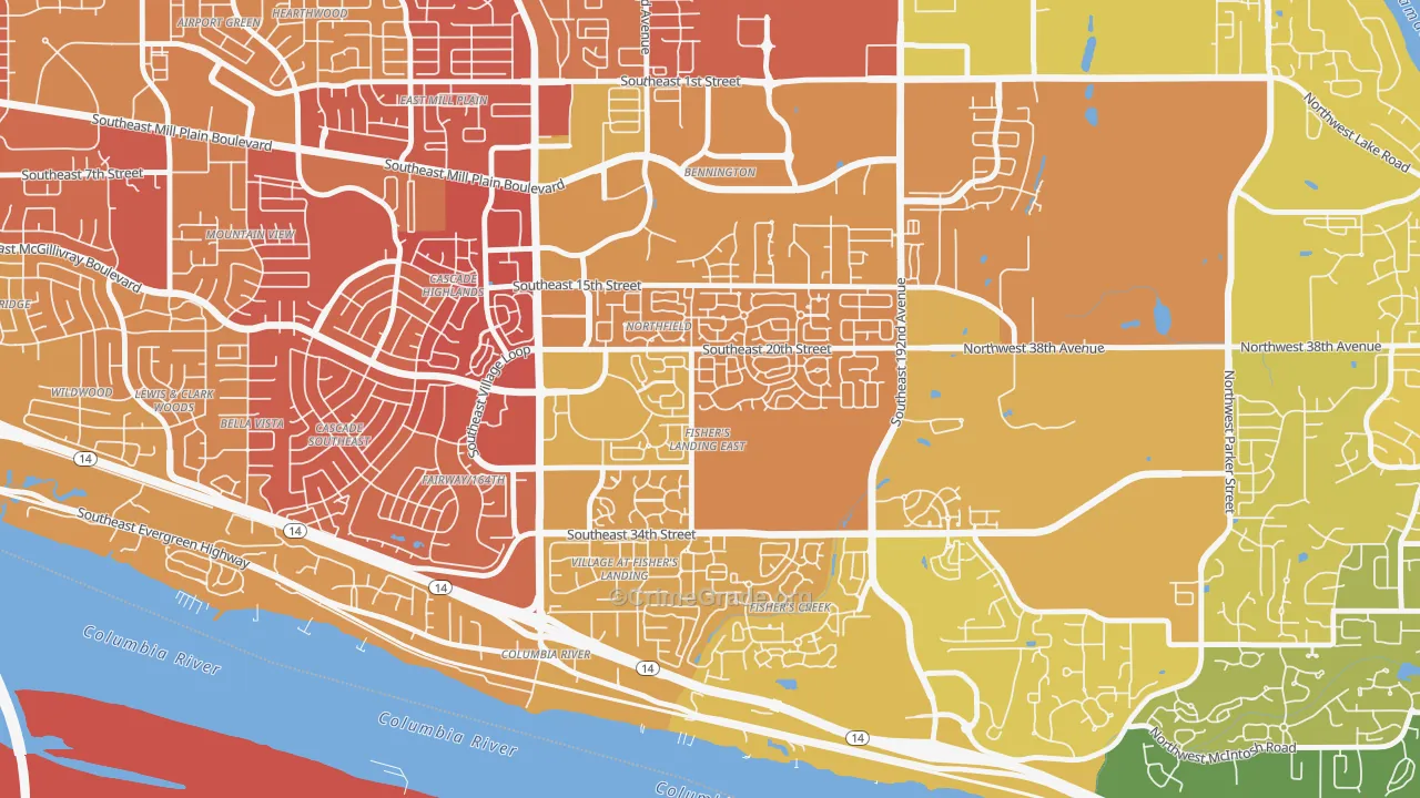Fishers Landing East, Vancouver, WA Map of Arson Rates