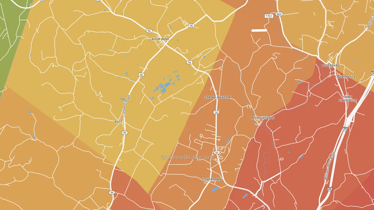 Fishertown, PA Map of Arson Rates