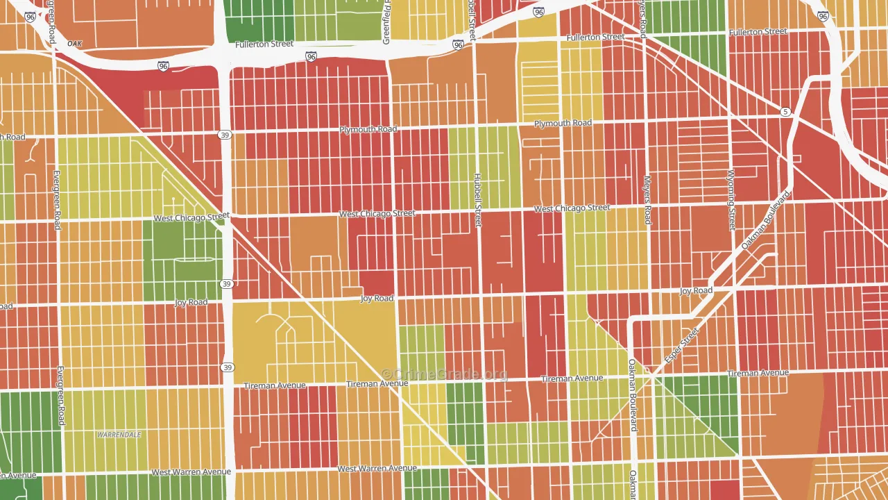 Fishkorn, Detroit, MI Map of Arson Rates
