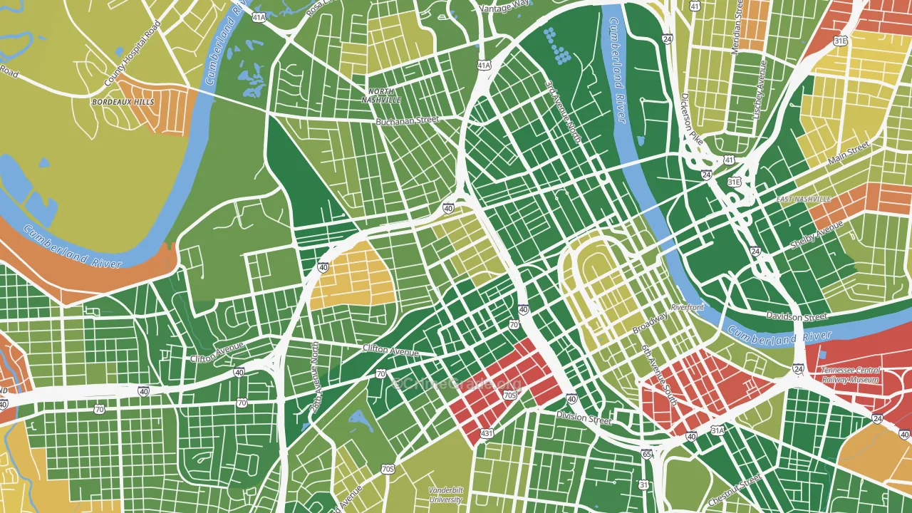 Fisk-Meharry, Nashville, TN Map of Arson Rates