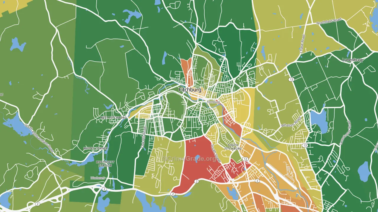 Fitchburg, MA Map of Arson Rates