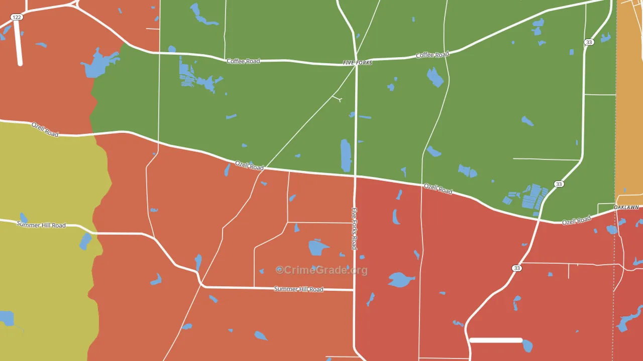 Five Forks, GA Map of Arson Rates