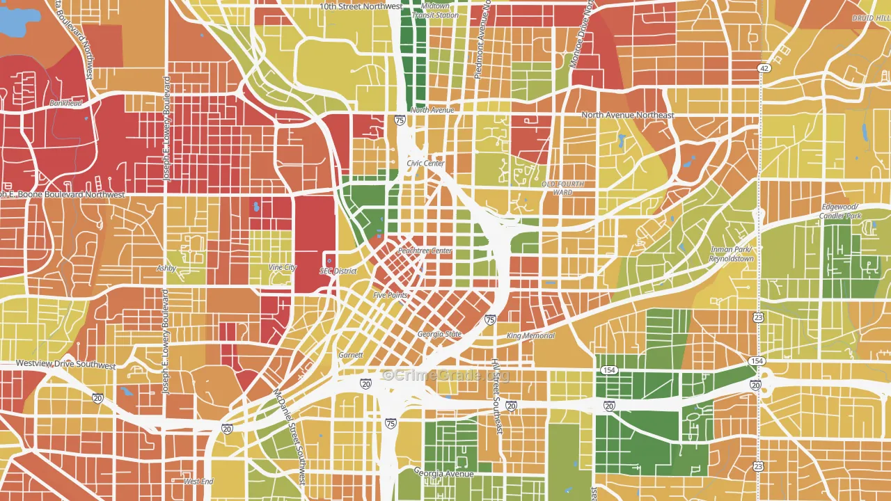 Five Points, Atlanta, GA Map of Arson Rates