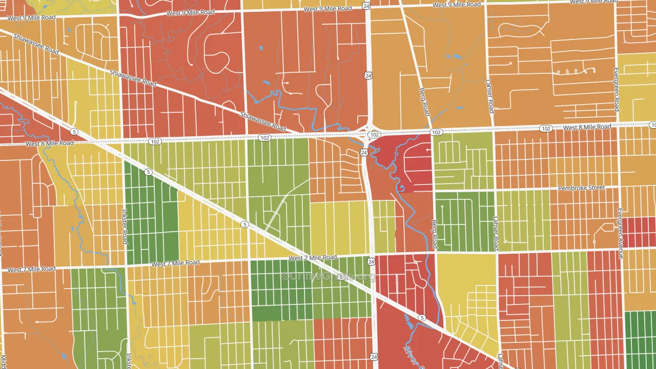 Five Points, Detroit, MI Map of Arson Rates