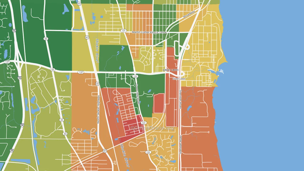 Five Points, Great Lakes, IL Map of Arson Rates