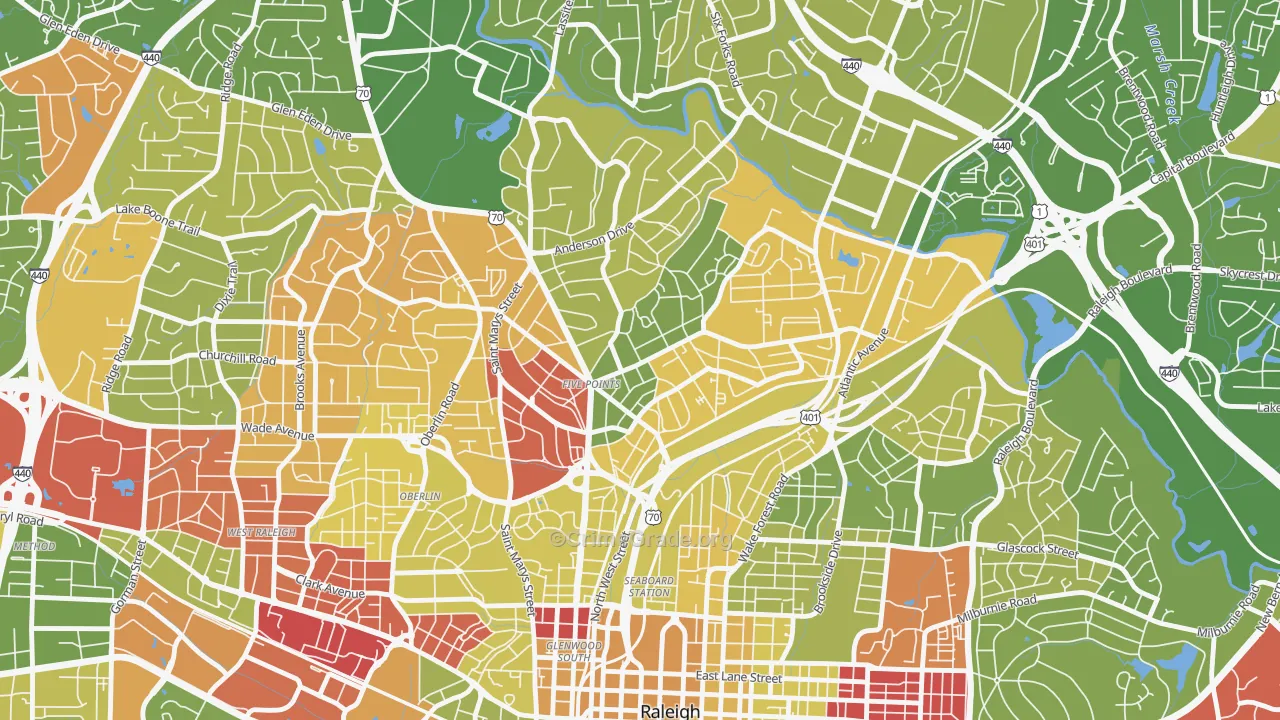 Five Points, Raleigh, NC Map of Arson Rates