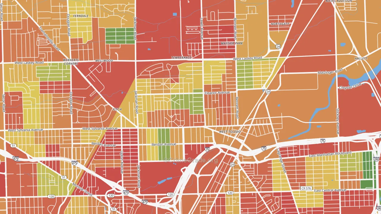 Five Points, Toledo, OH Map of Arson Rates
